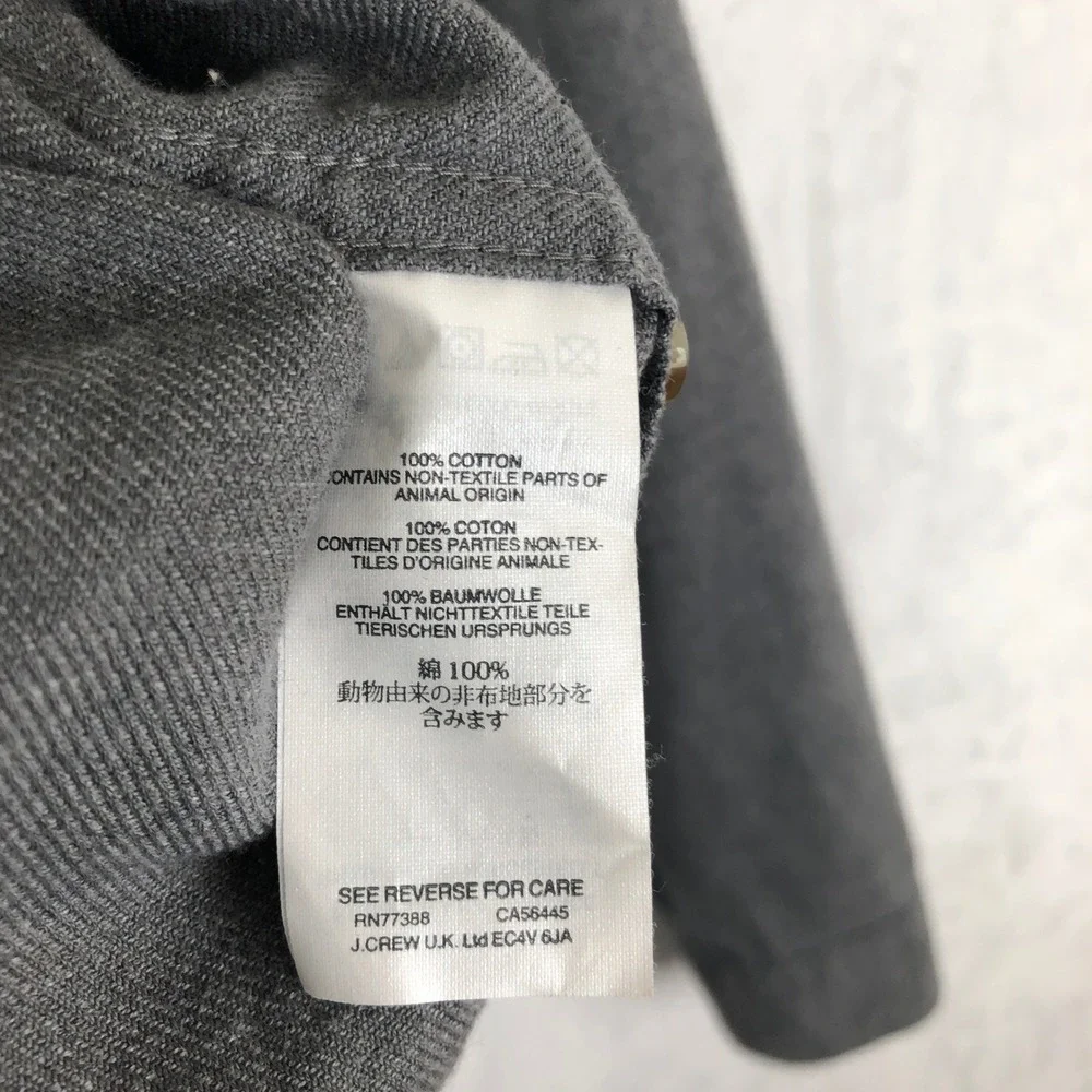 J.CREW Slim Fit Flannel Button Down Elbow Patch Shirt Men's L Grey Brown L/S